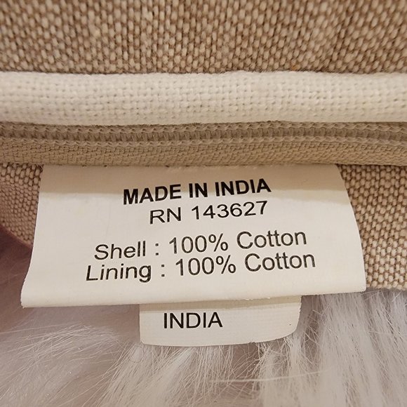 Kim Seybert Sequin Embellished Decorative Cotton Pillow White and Linen 13 x 15 - Picture 4 of 4